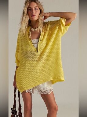 NWT We The Free by Free People Surf’s Up Tee Yellow Size Small